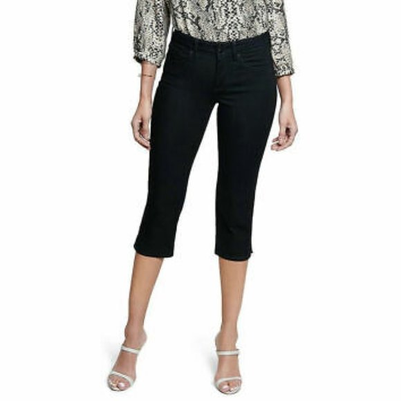 NYDJ Denim - Women's Skinny Crop Jeans with Side Slits - Black